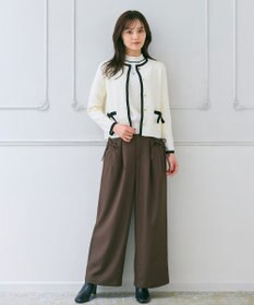 Feroux バイカラーリボンニット カーディガン