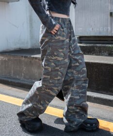 WEGO 【ウエストゴム】ヴィンテージウォッシュパラシュートカーゴパンツ