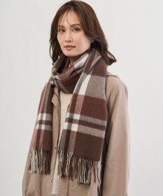 J.PRESS LADIES カシミヤチェック マフラー ダークブラウン系