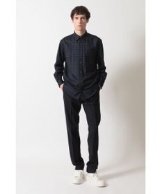 DAKS ウールチェック 隠しボタンダウンシャツ