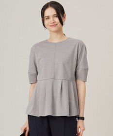 自由区 【接触冷感・UVカット・吸水速乾・抗菌防臭・洗える】ハイツイストポンチペプラム カットソー