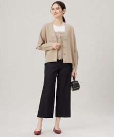 自由区 S 【UVカット・接触冷感・洗える】コットンサテンクロップド丈ワイドストレート パンツ