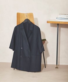 23区 【Oggi掲載】リネンライクグロッシー ハーフスリーブ ダブル ジャケット