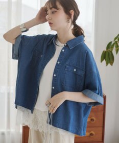 WEGO 【ANGIE VINTAGE】オーバーサイズデニム半袖シャツ