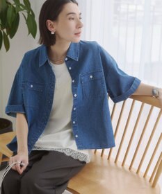 WEGO 【ANGIE VINTAGE】オーバーサイズデニム半袖シャツ