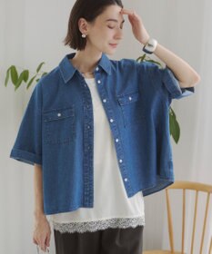 WEGO 【ANGIE VINTAGE】オーバーサイズデニム半袖シャツ