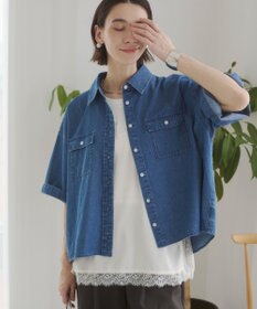 WEGO 【ANGIE VINTAGE】オーバーサイズデニム半袖シャツ