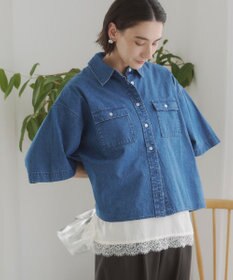 WEGO 【ANGIE VINTAGE】オーバーサイズデニム半袖シャツ
