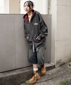 WEGO 【ユニセックス着用ITEM/MLサイズ展開】チェックZIPパーカー