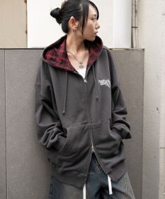 WEGO 【ユニセックス着用ITEM/MLサイズ展開】チェックZIPパーカー