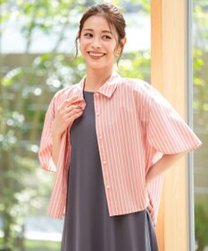 ANY SIS ペタルスリーブ シャツ コーラルストライプ