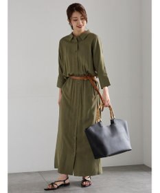 Te chichi ベルト付きレーヨンリネンシャツワンピース