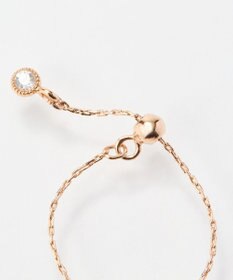 Phoebe ≪サイズ調整可能≫【金属アレルギー対応】プチベゼルストーンチェーンリング　シャンパンゴールド