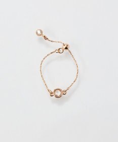 Phoebe ≪サイズ調整可能≫【金属アレルギー対応】プチベゼルストーンチェーンリング　シャンパンゴールド