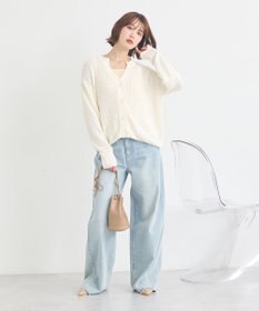 earth music&ecology 【予約】ぽんぽんスキッパーカーディガン