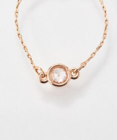 Phoebe ≪サイズ調整可能≫【金属アレルギー対応】プチベゼルストーンチェーンリング　シャンパンゴールド
