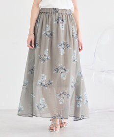earth music&ecology フラワーシアープリントスカート
