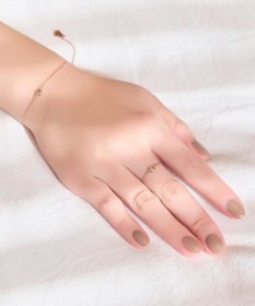 Phoebe ≪サイズ調整可能≫【金属アレルギー対応】プチベゼルストーンチェーンリング　シャンパンゴールド