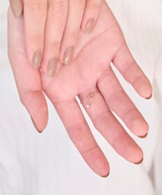 Phoebe ≪サイズ調整可能≫【金属アレルギー対応】プチベゼルストーンチェーンリング　シャンパンゴールド