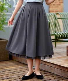 Tiaclasse 【洗える】レイヤードチュールフレアスカート