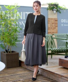 Tiaclasse 【洗える】レイヤードチュールフレアスカート