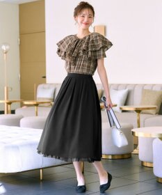 Tiaclasse 【洗える】レイヤードチュールフレアスカート