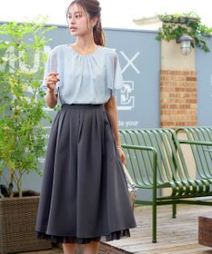 Tiaclasse 【洗える】レイヤードチュールフレアスカート