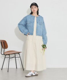 earth music&ecology ノーカラーデニムジャケット