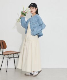 earth music&ecology ノーカラーデニムジャケット