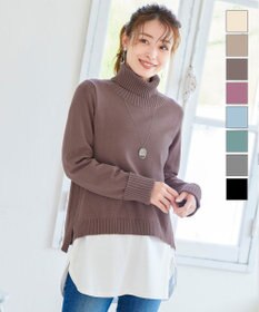 Tiaclasse L 【洗える】もっちり柔らかいリブタートルプルオーバーニット