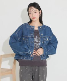 earth music&ecology ノーカラーデニムジャケット