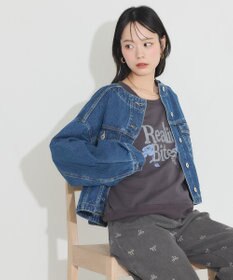 earth music&ecology ノーカラーデニムジャケット