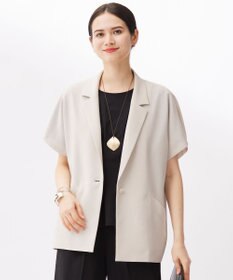 自由区 【セットアップ対応】ライトリネンライクショートスリーブ ジャケット サンドベージュ