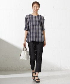 J.PRESS LADIES L 【洗える】シャンブレーサテン テーパード パンツ