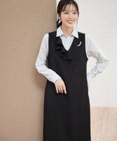 Tiaclasse 【洗える】アシメフリルVネックジャンパースカート