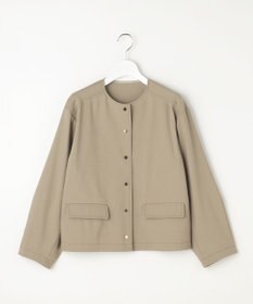 自由区 【セットアップ対応】リネンストレッチノーカラー ジャケット