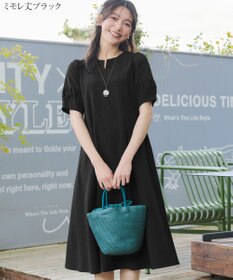 Tiaclasse 【選べる着丈・新色追加】ギャザーランタンスリーブワンピース