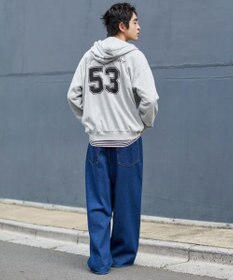 WEGO 【ユニセックスITEM/MLサイズ展開】ナンバリングカットZIPパーカー