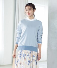 Tiaclasse L 【新色追加・洗える】配色スリットニット