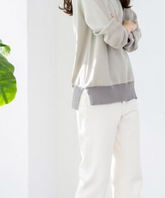 Tiaclasse L 【新色追加・洗える】配色スリットニット