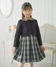 組曲 KIDS 【150-160㎝】チェックタフタドッキング ワンピース