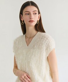 BEIGE， LYCORIS / カットフリンジ Vネックニット