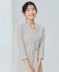 Tiaclasse 【ダブルクロス・洗える】 ナローVネックワンピース