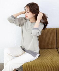 Tiaclasse L 【新色追加・洗える】配色スリットニット