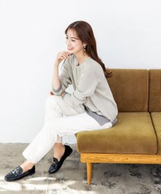 Tiaclasse L 【新色追加・洗える】配色スリットニット