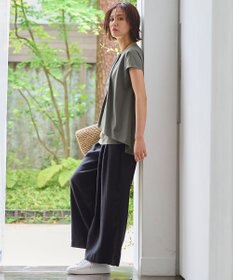 自由区 【洗える・XSサイズあり】テンセルリネンデニムワイド パンツ