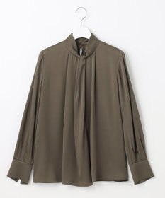 自由区 L 【洗える/UVケア/吸放湿性】シルクストレッチ ハイネックブラウス
