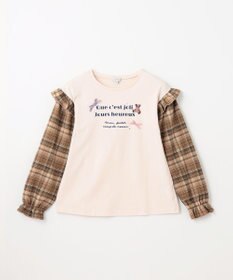 ANY KIDS チェック袖 ドッキング プルオーバー