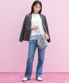 ANY SIS センタープレスセミフレア デニム