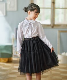 組曲 KIDS 【110-140㎝】 レースリボンタイブラウス